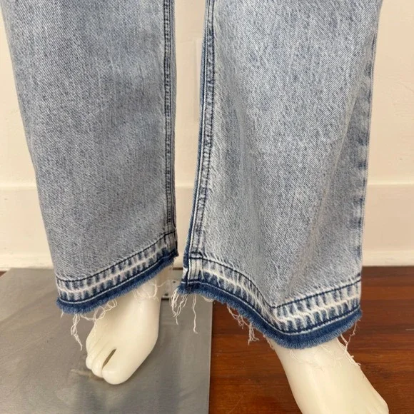 Rag & Bone Kierra Light Wash Acid Denim Drawstring Straight Leg Jeans XS (FLAW